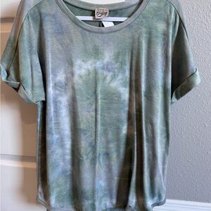 Como Vintage Blue-Green Tie-Dye Short Sleeve Top
